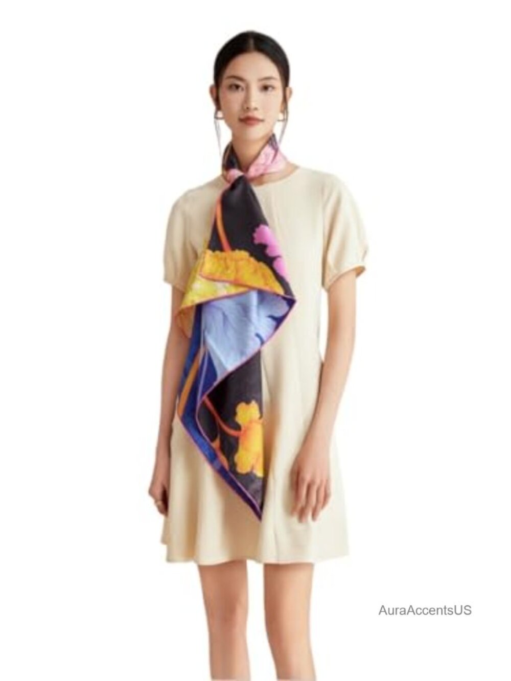100% Mulberry Silk Large Square Scarf Shawl Wrap Hand Rolled Twill